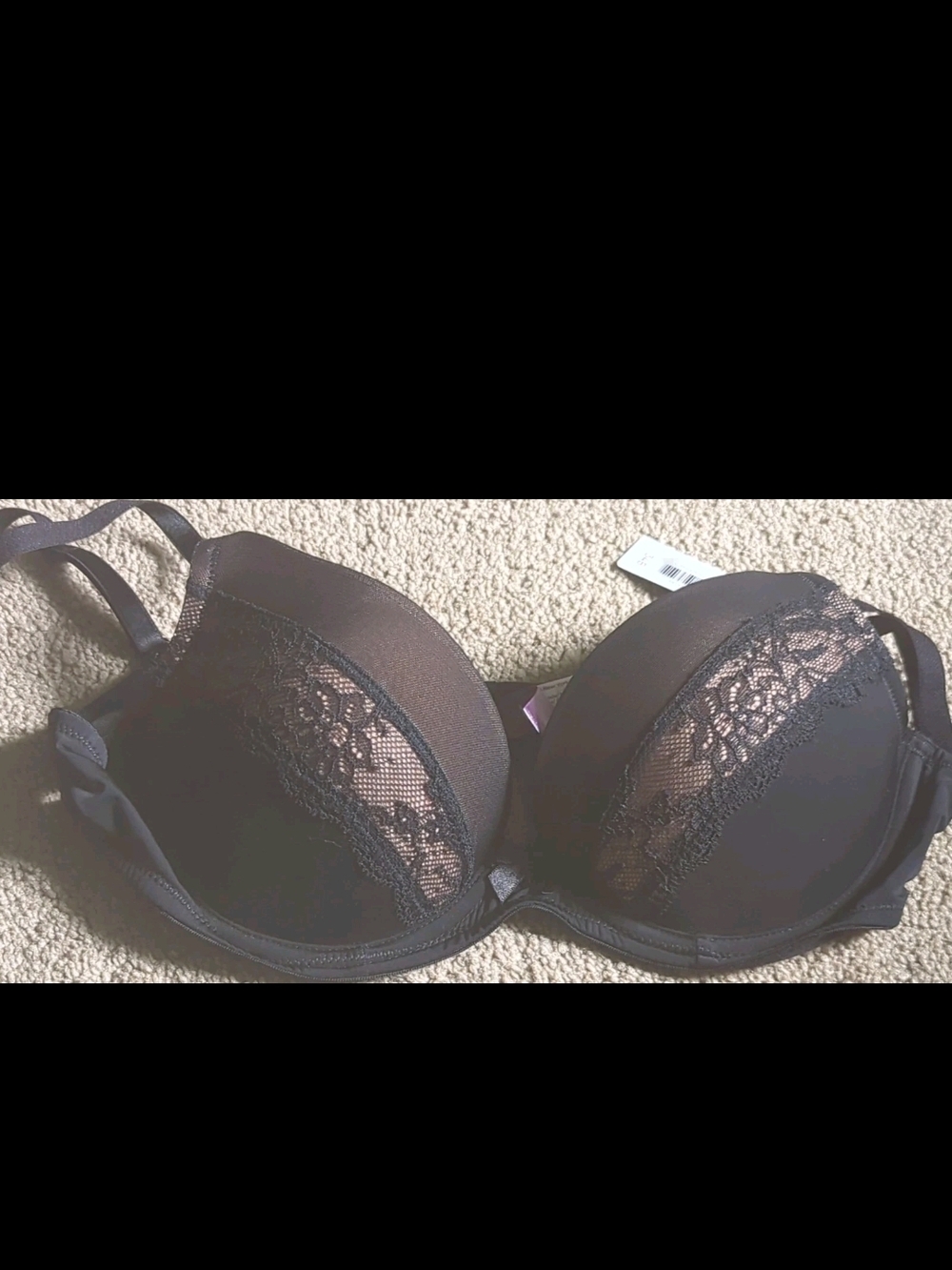 Adore Me Black Lace Trim Push-Up Bra